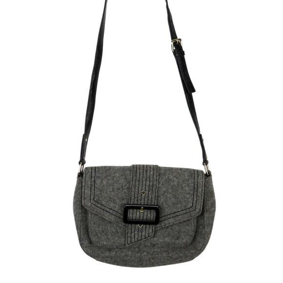 Kate Spade Raleigh Walker Park Wool Crossbody Bag Charcoal Gray Wool Felt Bag - Picture 2 of 11